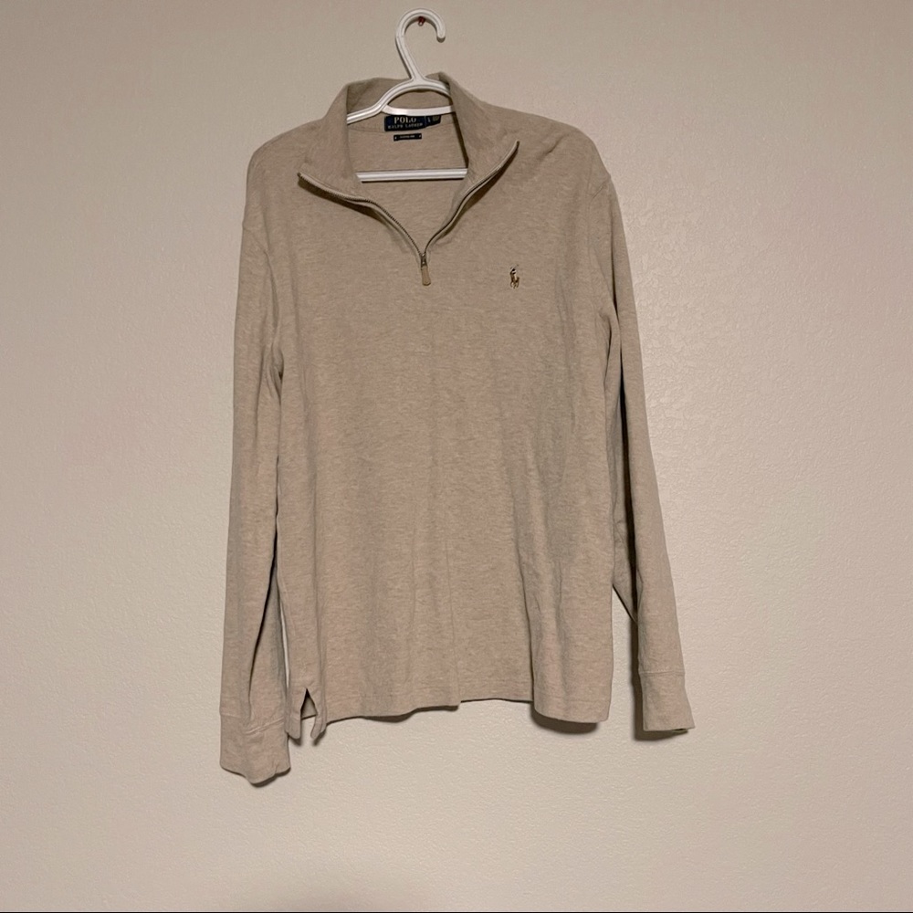 Mens Tan Polo by Ralph Lauren half zip sweater